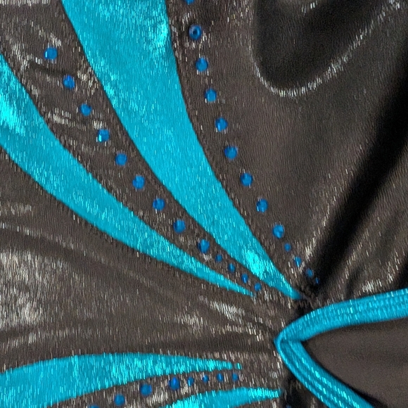 COMPETITION Alpha Child Large Gymnastics Dance Leotard Long Sleeve RHINESTONES - Picture 2 of 9